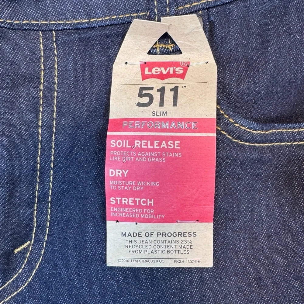 Levi's 511 Jeans Boys 16H W34 L28 Dark Wash Slim Performance Stretch (NWT)